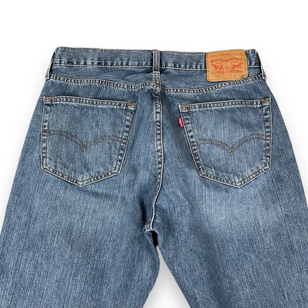 Levis 559 Jeans Men Size 34x30 (ACT 33x27) Blue Denim Relaxed Straight‎ EUC